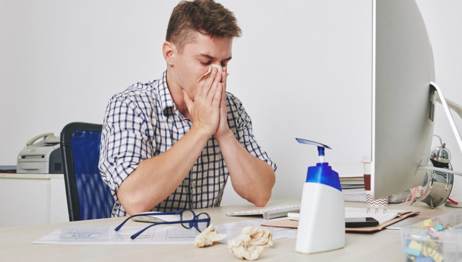 Sick office worker
